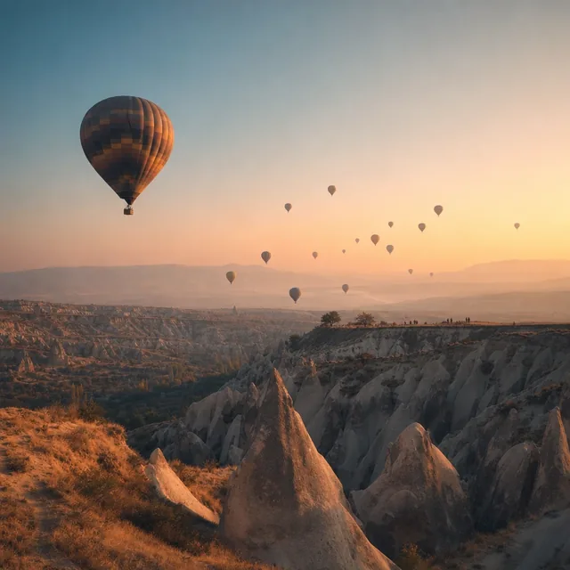 Hot-air balloons at dawn