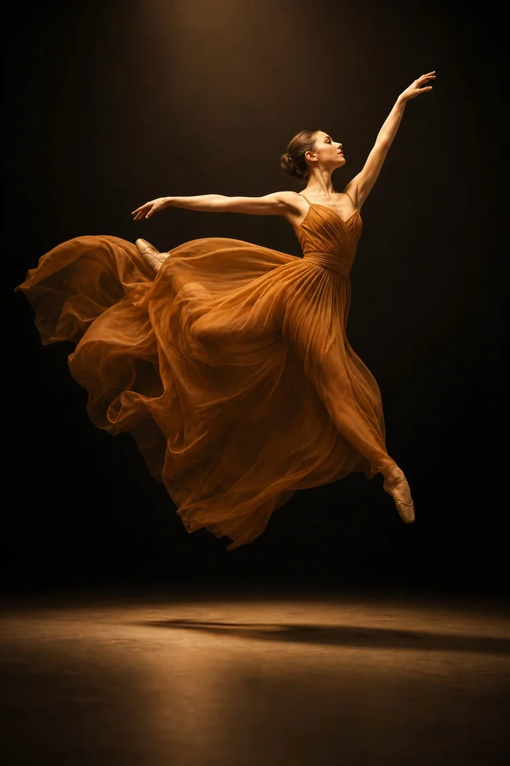 Dancer in amber fabric