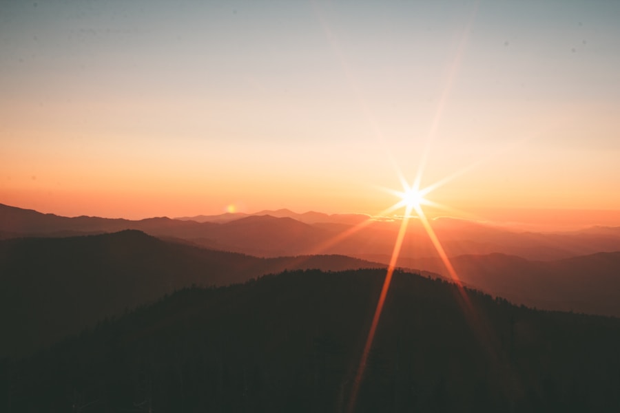 A color sunset-over-mountains photo - the original RAW master in the catalog