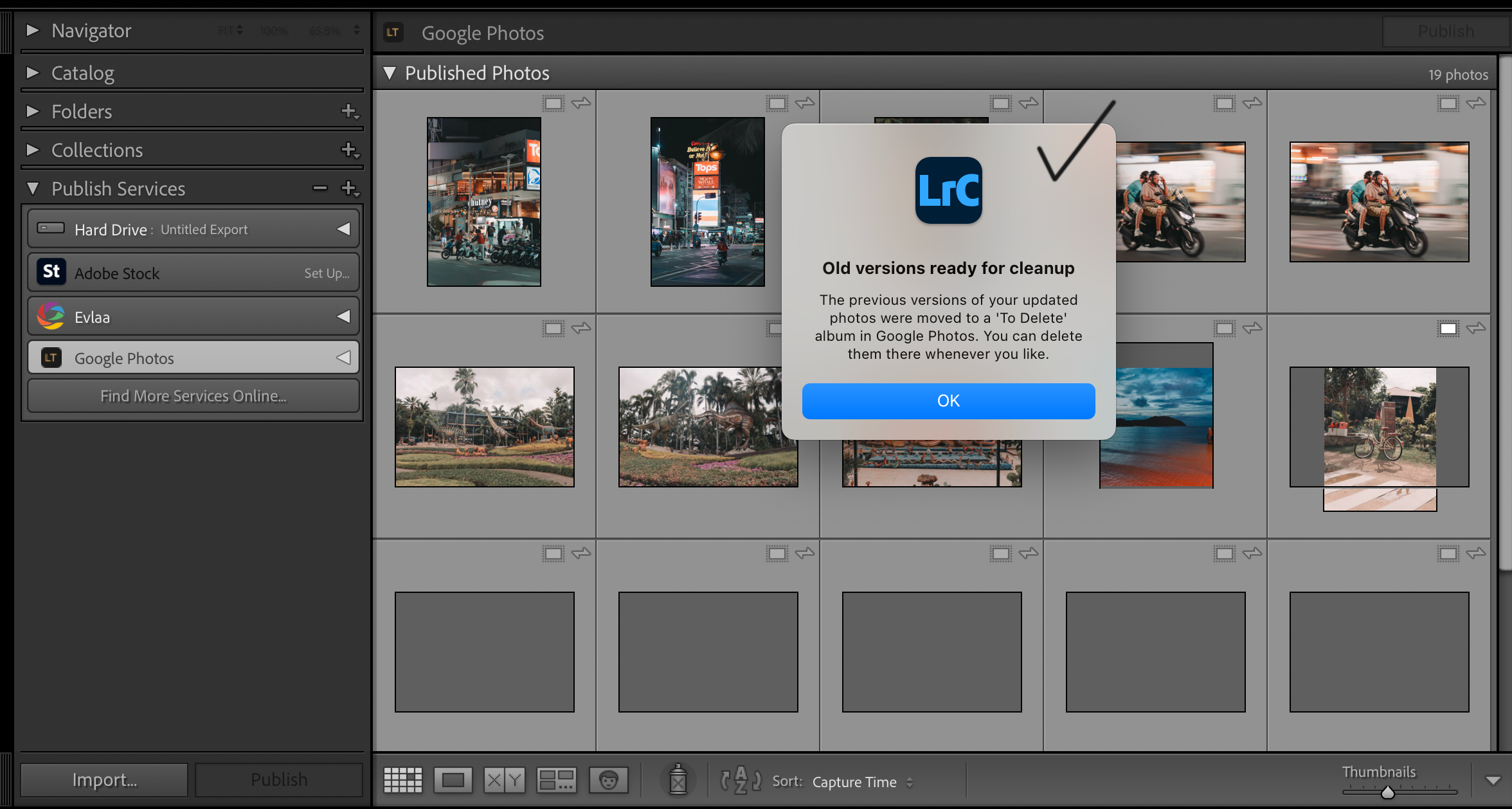 Confirmation message showing old photos moved to To Delete album